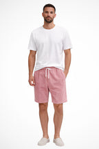 Flat lay of corduroy shorts showing full garment