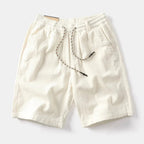 Back view of corduroy shorts with side pocket detail