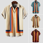 Retro stripe shirt back view on model