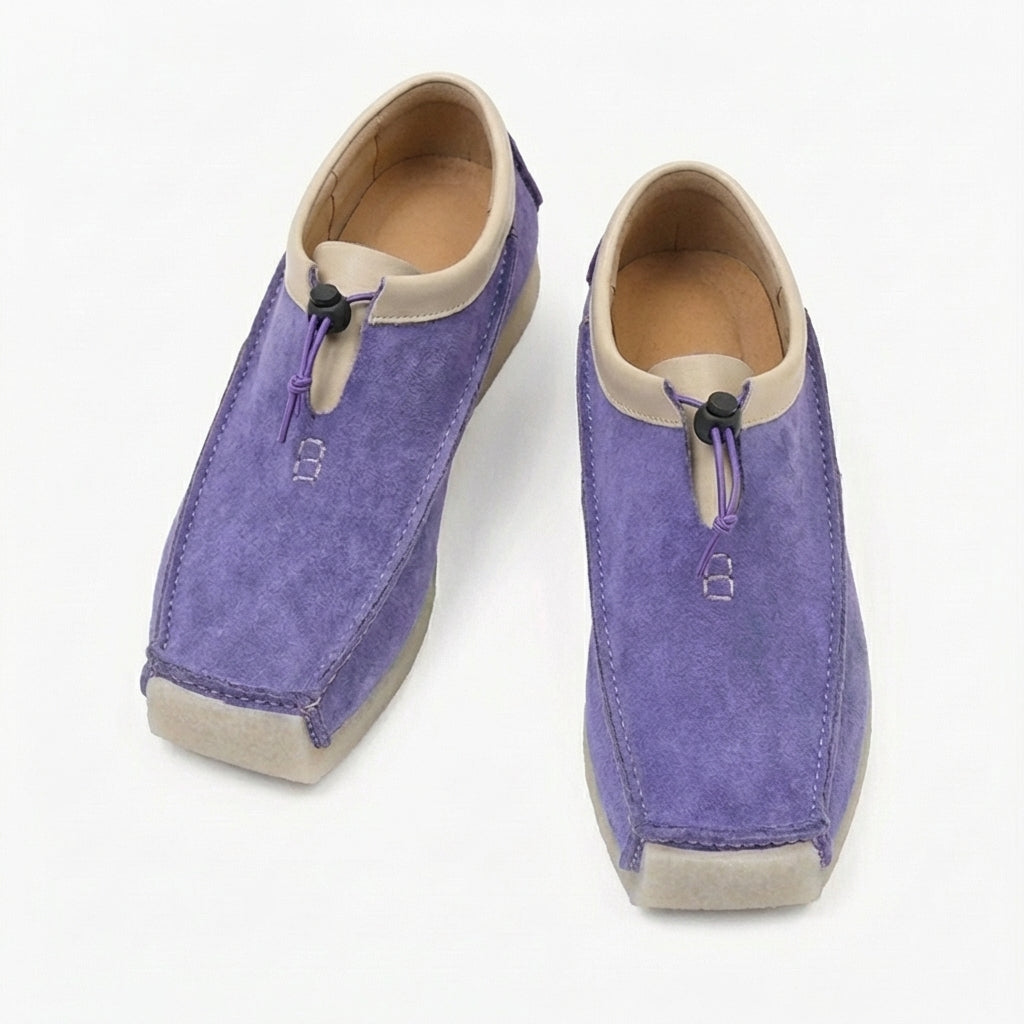 Men's Suede Square Toe Drawstring Loafers