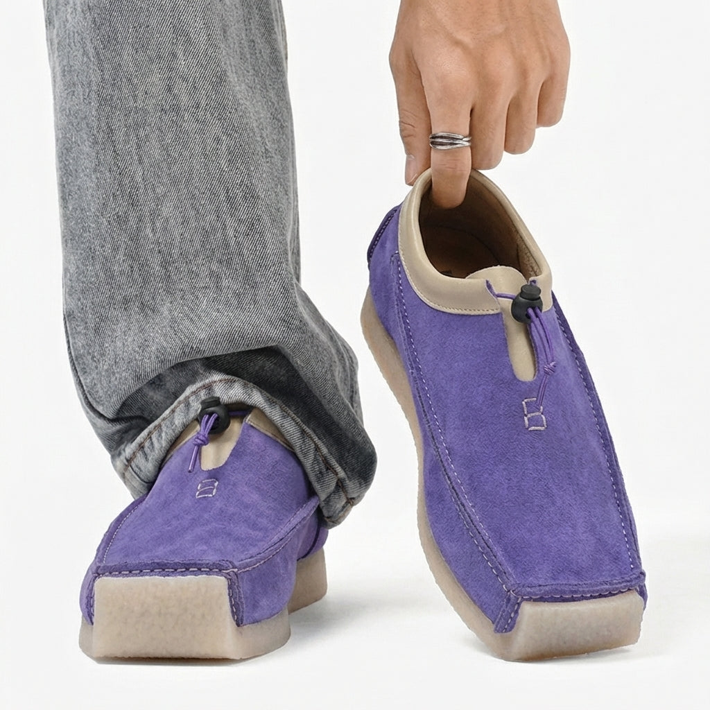 Men's Suede Square Toe Drawstring Loafers