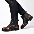 Men's Leather Buckle Ankle Boots