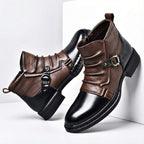 Men's Leather Buckle Ankle Boots