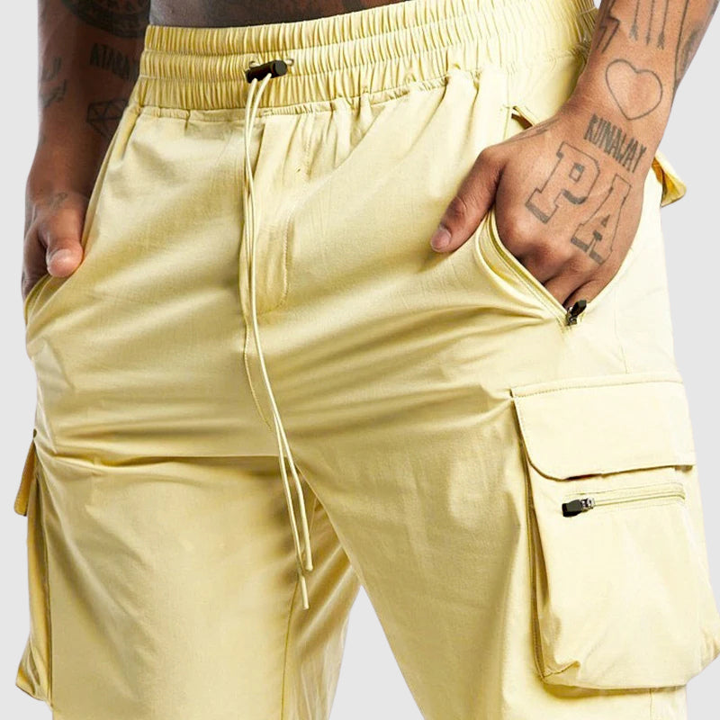 Detail shot of elasticated waistband with drawstring adjustment