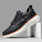 Men's Leather Woven Lace Up Trainers