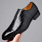 Men's Croc Embossed Leather Slip On Loafers