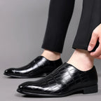Men's Croc Embossed Leather Slip On Loafers