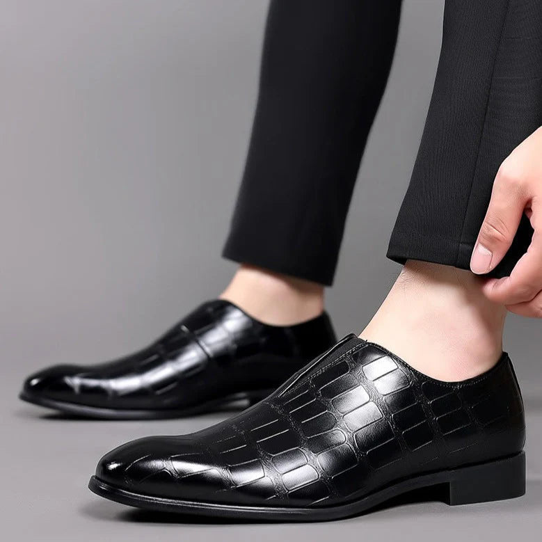 Men's Croc Embossed Leather Slip On Loafers