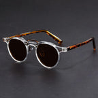 Men's round tortoiseshell sunglasses with transparent frame, front view