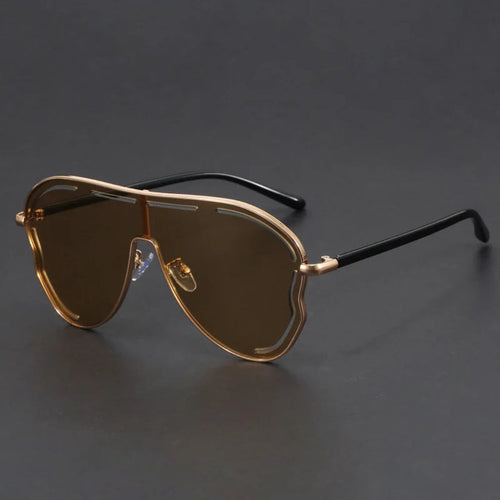 Men's gold aviator sunglasses with photochromic lenses, front view
