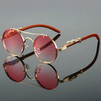Top-down view of sunglasses showing temple arms and lightweight alloy construction