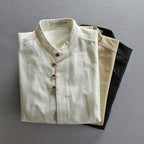 Model wearing shirt, three-quarter angle pose