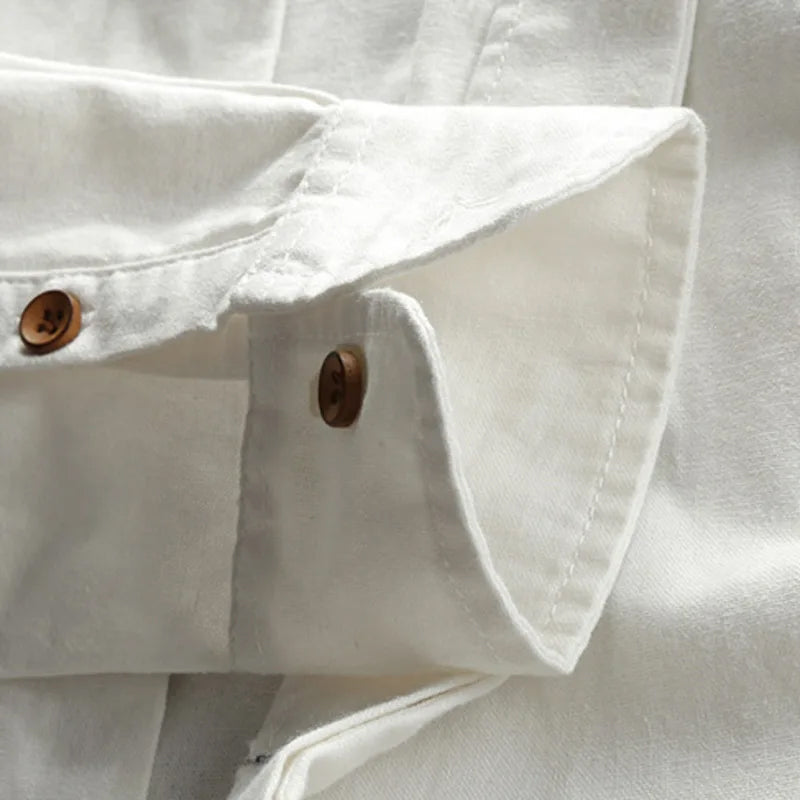 Full-length view of linen shirt worn casually