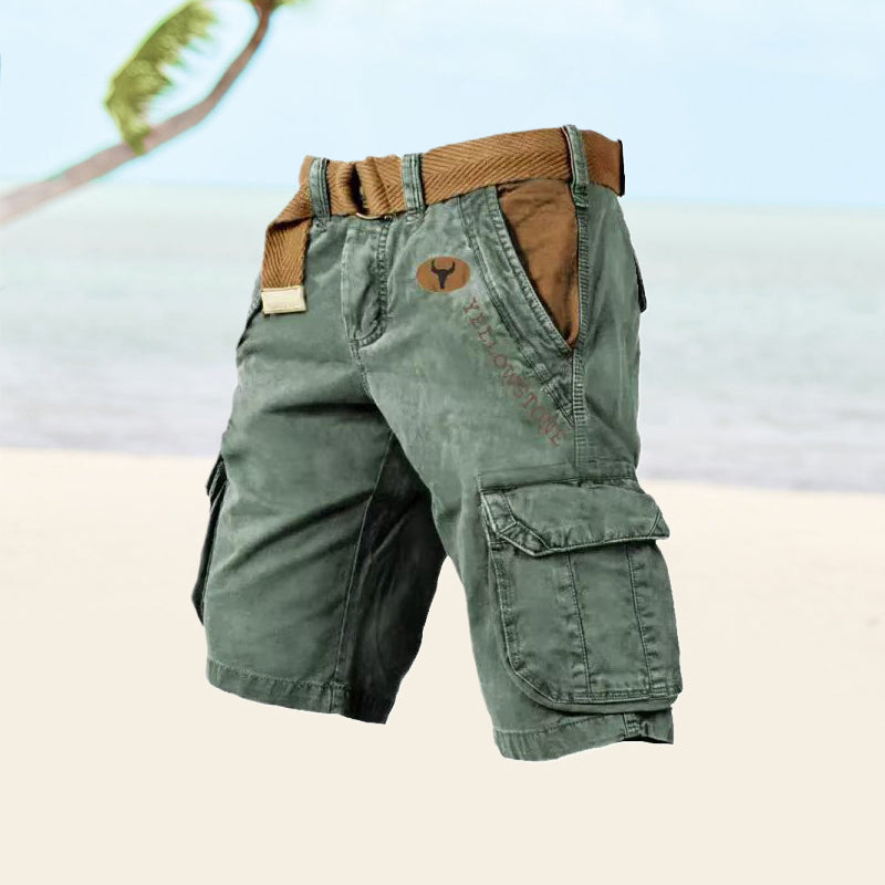 Back view of cargo shorts highlighting pocket detail
