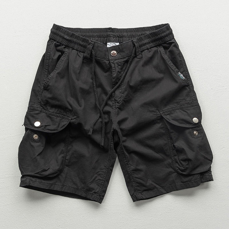 Side angle of cargo shorts highlighting relaxed fit silhouette