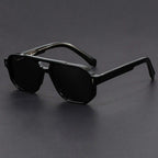 Overhead flat lay of aviator sunglasses showing frame width and shape