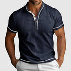 Side view showing shirt fit and textured fabric weave