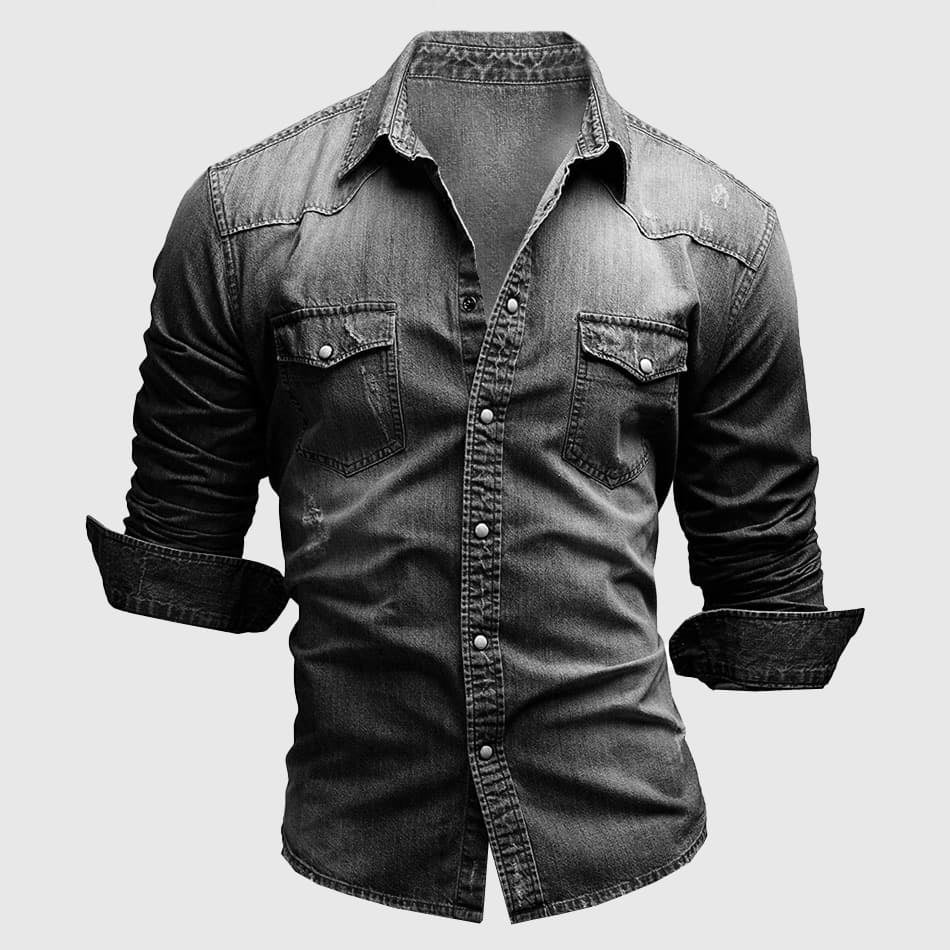 Close-up of snap-button chest pocket detail