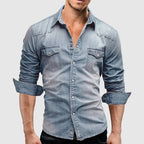 Fold-down collar and button-front closure detail