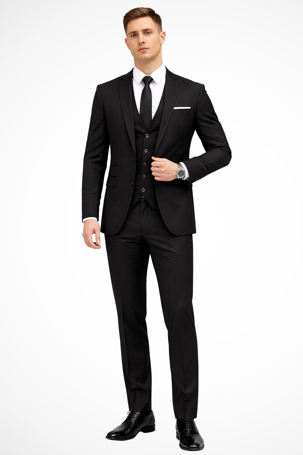Side angle showing jacket length and sleeve positioning on wrist