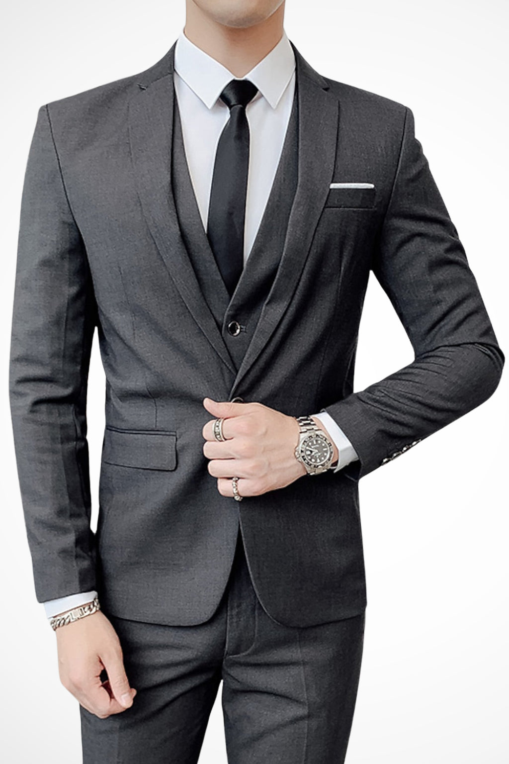 Waistcoat detail showing button placement and texture