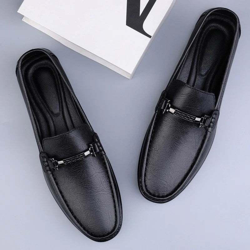 Men's Leather Metal Detail Loafers