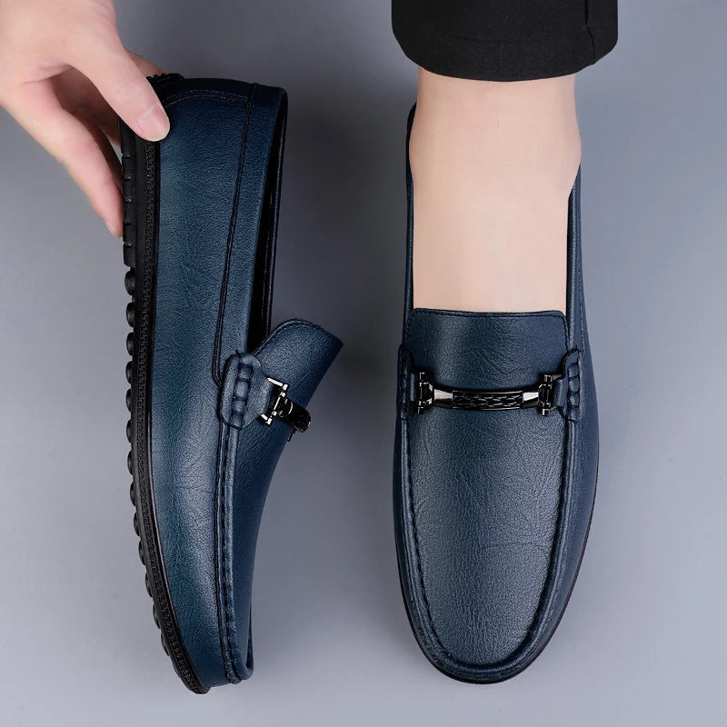 Men's Leather Metal Detail Loafers