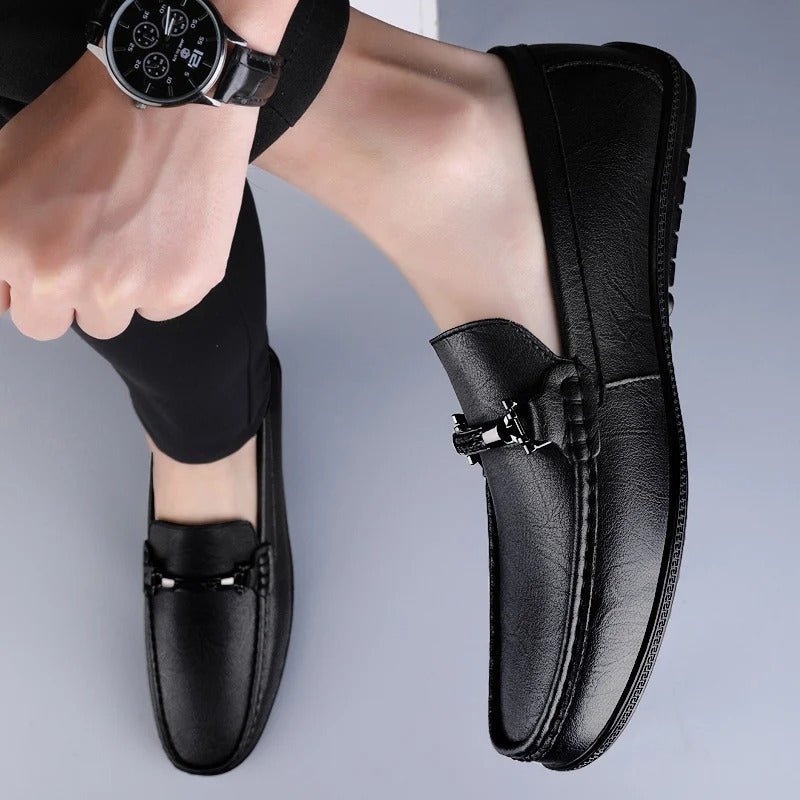 Men's Leather Metal Detail Loafers