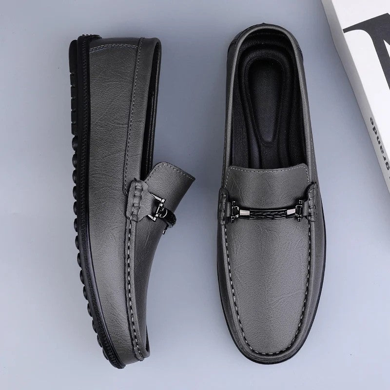 Men's Leather Metal Detail Loafers