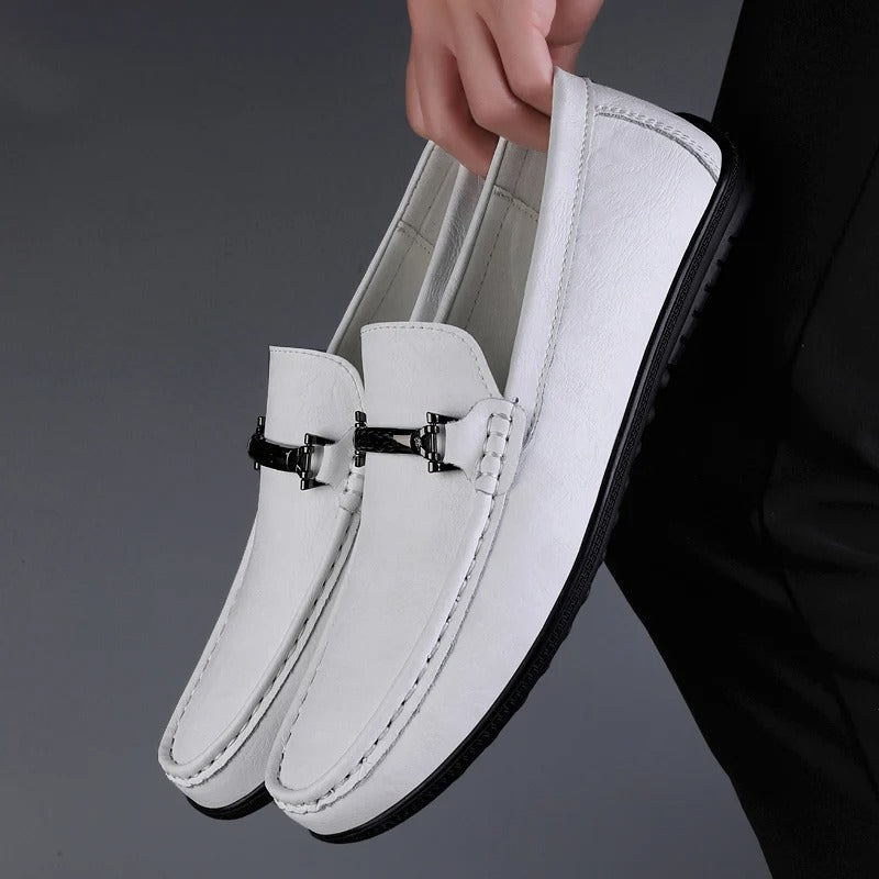 Men's Leather Metal Detail Loafers