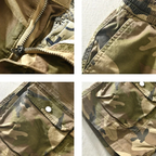 Back view of shadow camo cargo shorts on model