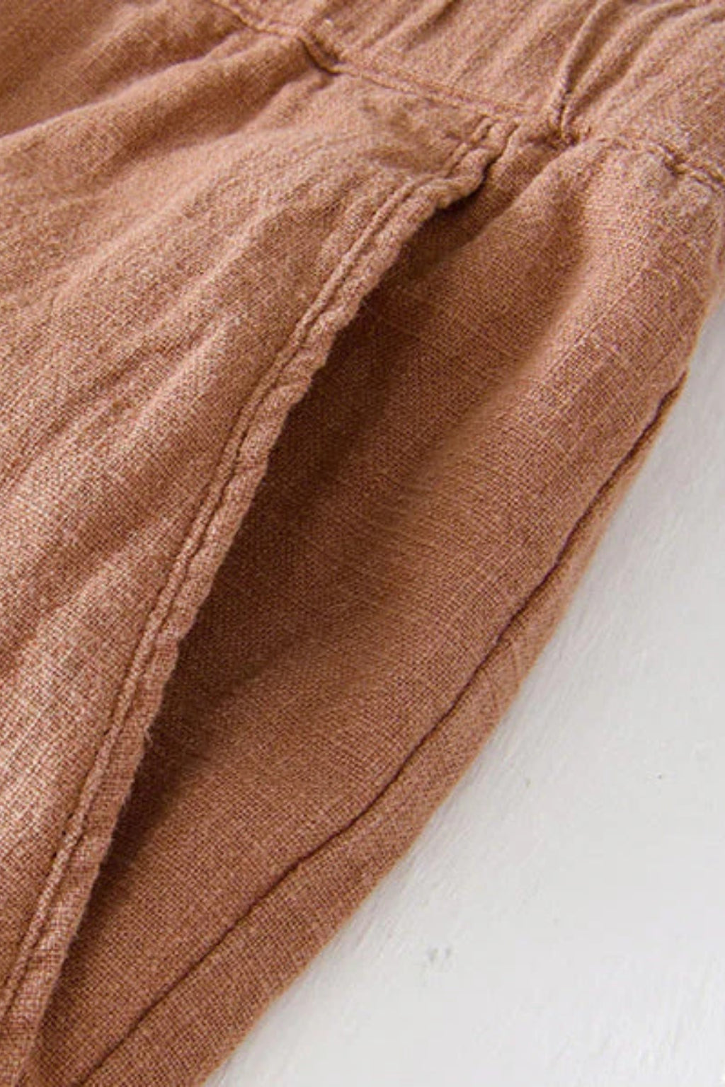 Close-up of elasticated waist and drawstring fastening