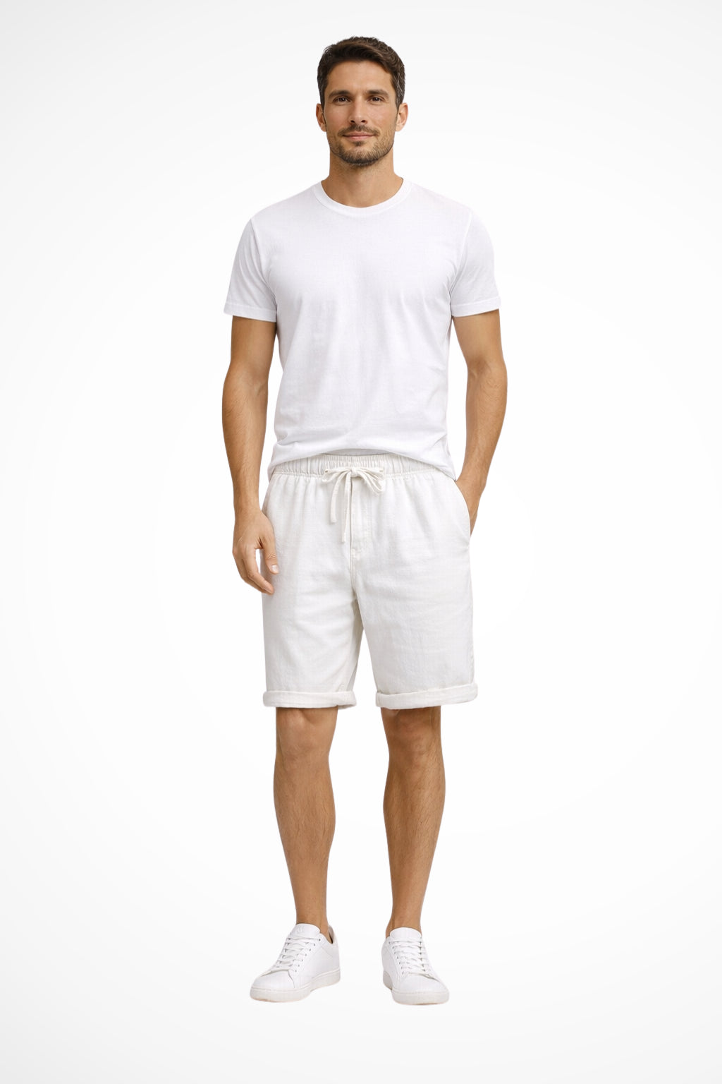 Overhead view of shorts showing overall shape and fit