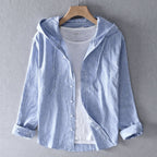 Hooded neckline detail on relaxed fit shirt