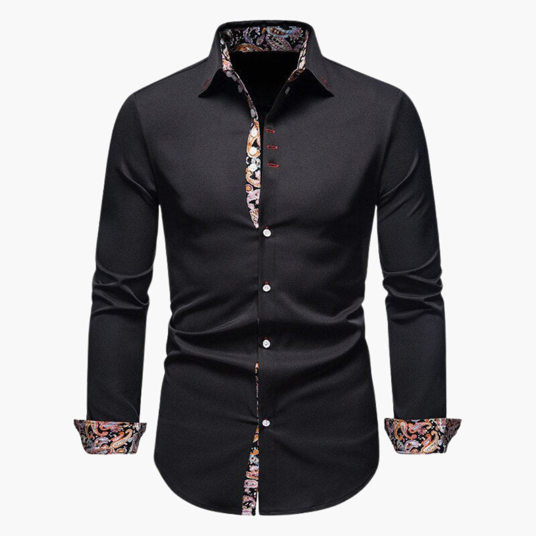 Flat lay of shirt showing full garment layout