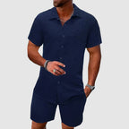 Side view of man in white geometric weave shirt