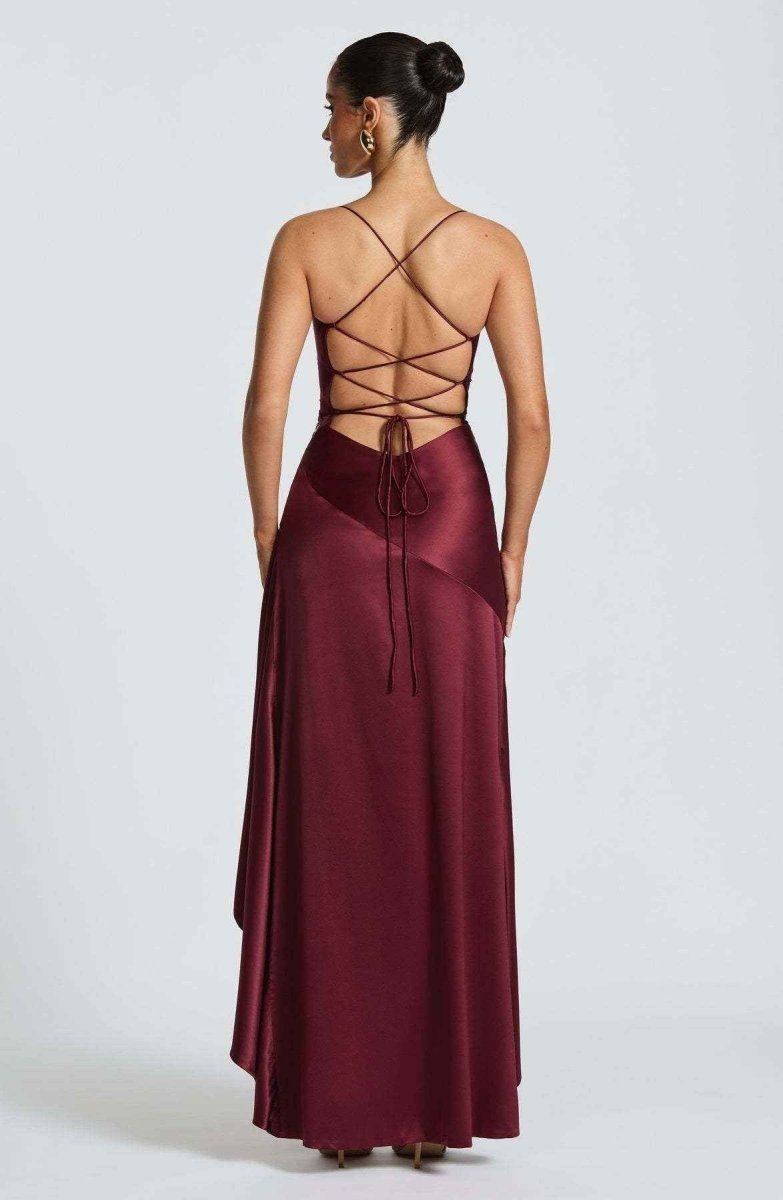 Side split detail on satin maxi dress