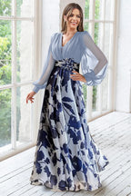 Full-length standing pose in dress with hands at sides