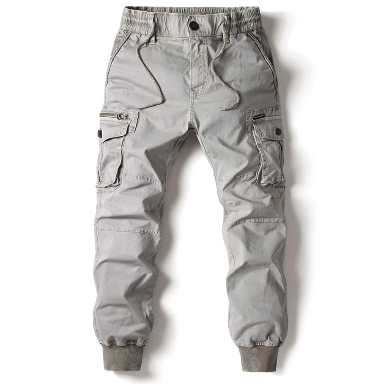 Pantalon cargo jogger avec poches multiples gris clair pour homme