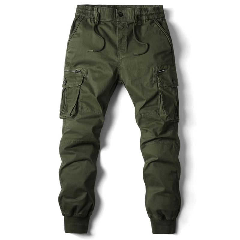 Pantalon cargo jogger avec poches multiples vert pour homme