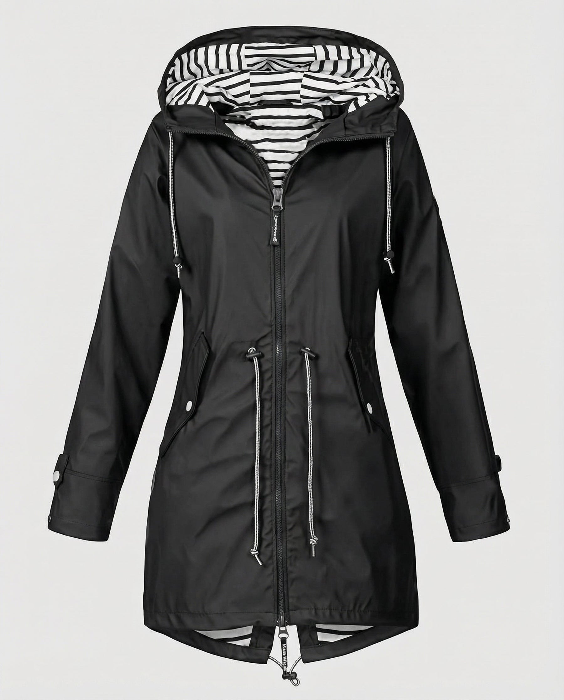 Parka imperméable à capuche avec cordons ajustables pour femme