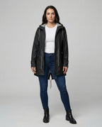 Parka imperméable à capuche avec cordons ajustables pour femme – vue 2