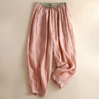 Women's Linen Drawstring Tapered Trousers