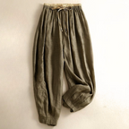 Women's Linen Drawstring Tapered Trousers
