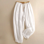 Women's Linen Drawstring Tapered Trousers