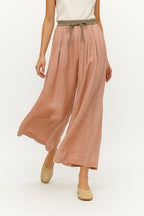 Women's Linen Drawstring Tapered Trousers