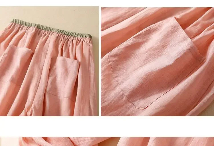 Women's Linen Drawstring Tapered Trousers