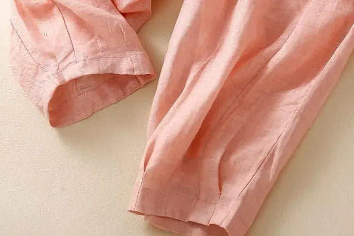 Women's Linen Drawstring Tapered Trousers