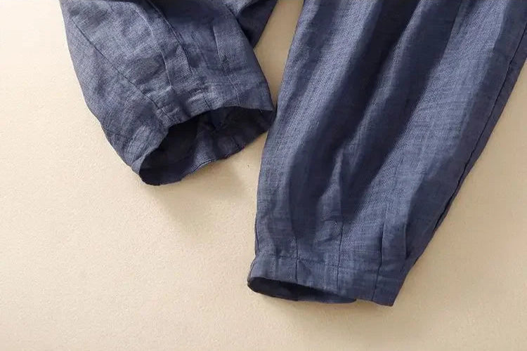 Women's Linen Drawstring Tapered Trousers