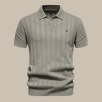 Polo texturé à col chemise et boutons kaki pour homme